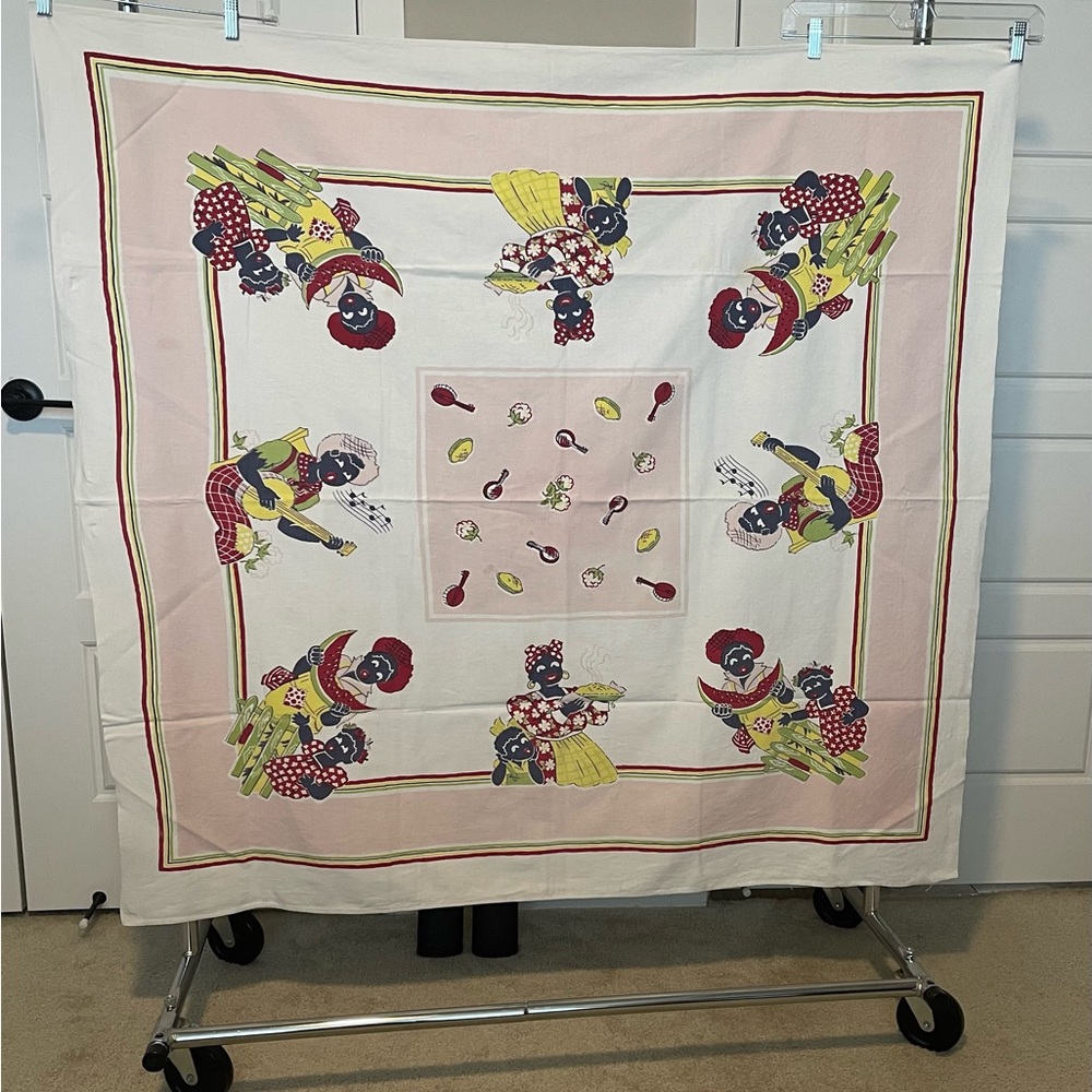 50”x50” Square Linen Black Americana Table Cloth